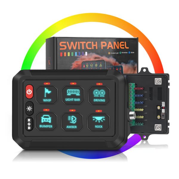 RGB 6 Gang LED Switch Panel 12V 24V Universal Switch Panel - Image 2