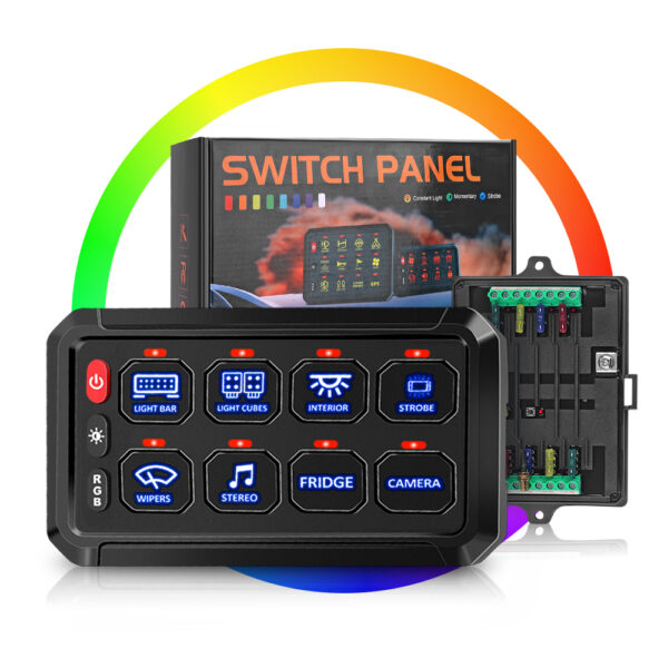 8 Gang RGB Touch Screen Universal Auto Switch Panel