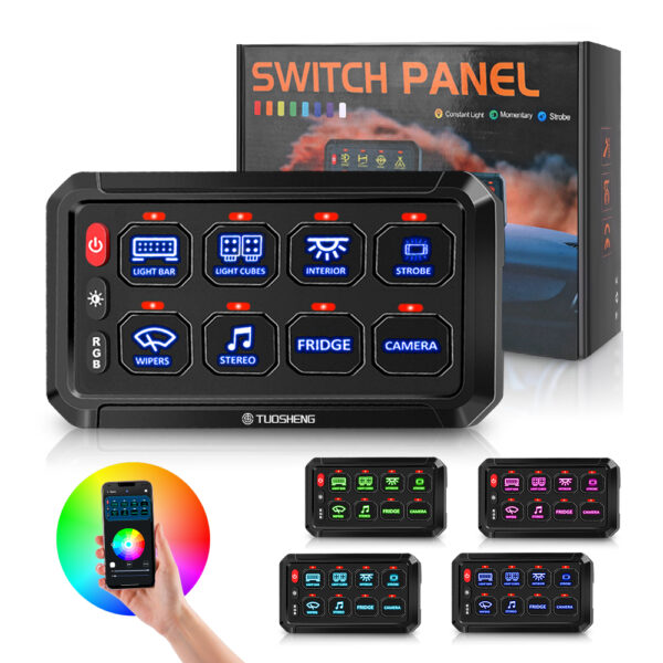 Auto Switch Panel 8 Gang for Car 12V 24V APP Control