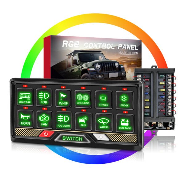 Off-road New 12 Gang RGB Dimmable Automatic Switch Panel
