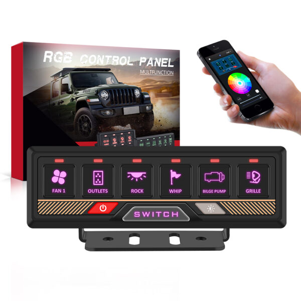 RGB APP Control 6 Gang Car Switch Panel