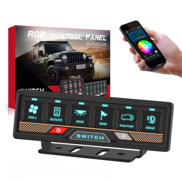 RGB APP Control 6 Gang Car Switch Panel - Image 2