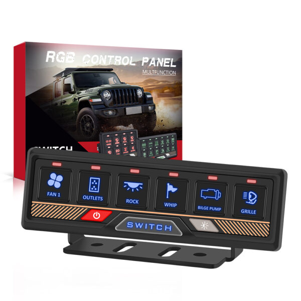 OEM Customizable Rocker Switch Panel 6 Gang Aluminum Base - Image 2