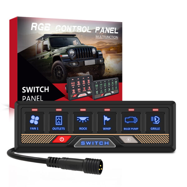 OEM Customizable Rocker Switch Panel 6 Gang Aluminum Base - Image 3