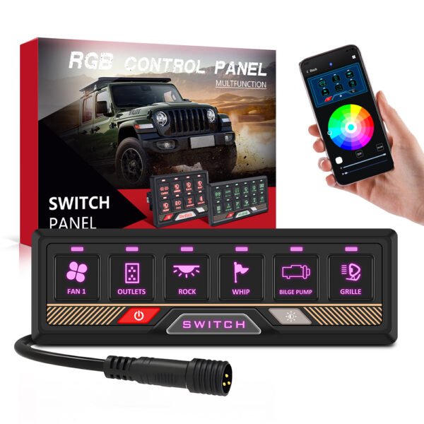 RGB APP Control 6 Gang Car Switch Panel - Image 3