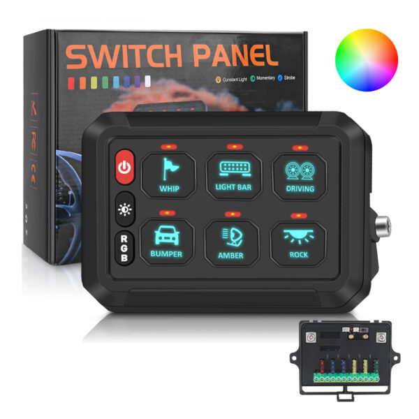 RGB 6 Gang LED Switch Panel 12V 24V Universal Switch Panel - Image 3