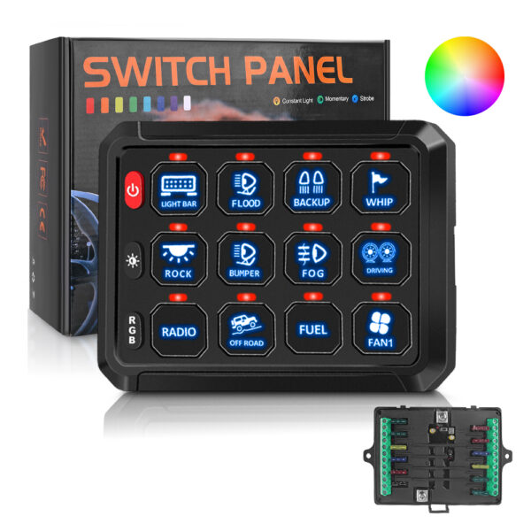 12 Gang LED Switch Panel for Marine Boat Car ATV UTV - Image 2