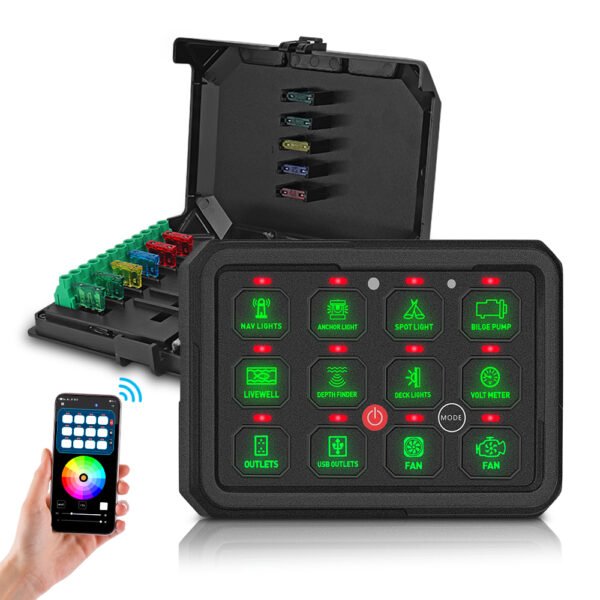 Universal Bluetooth 12 Gang Switch Panel for Jeep Truck Off Road - Image 2