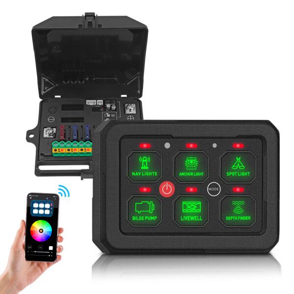 Customizable APP Control 6 Gang Switch Panel 12V 24V Multi Application