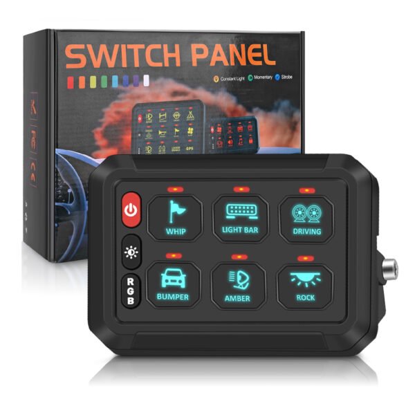 RGB 6 Gang LED Switch Panel 12V 24V Universal Switch Panel - Image 4