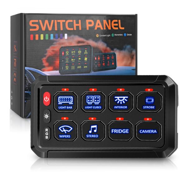 8 Gang RGB Touch Screen Universal Auto Switch Panel - Image 3