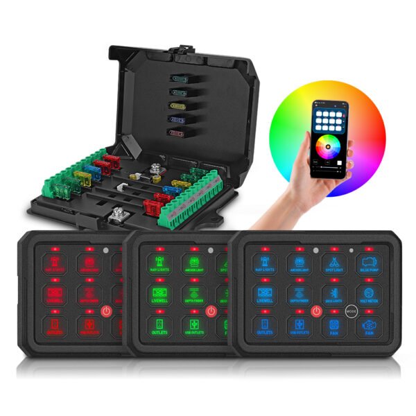Universal Bluetooth 12 Gang Switch Panel for Jeep Truck Off Road - Image 3