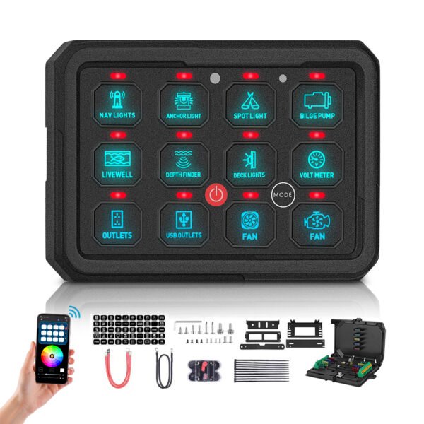 Universal Bluetooth 12 Gang Switch Panel for Jeep Truck Off Road - Image 4