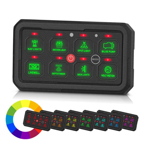 Offroad Switch Panel 8 Gang RGB Auto Dimmable LED 12V 24V Touch Relay