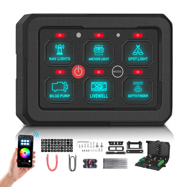 Customizable APP Control 6 Gang Switch Panel 12V 24V Multi Application - Image 4