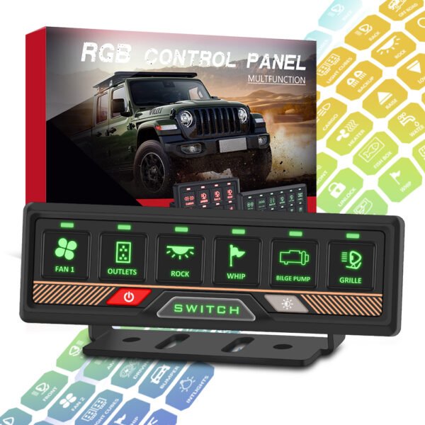 OEM Customizable Rocker Switch Panel 6 Gang Aluminum Base