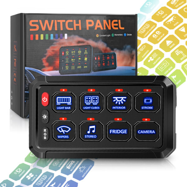 8 Gang RGB Touch Screen Universal Auto Switch Panel - Image 4