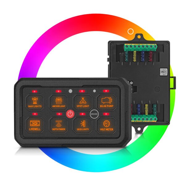 Offroad Switch Panel 8 Gang RGB Auto Dimmable LED 12V 24V Touch Relay - Image 3
