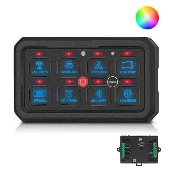 Offroad Switch Panel 8 Gang RGB Auto Dimmable LED 12V 24V Touch Relay - Image 4