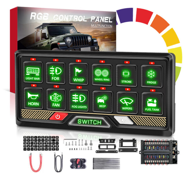 Off-road New 12 Gang RGB Dimmable Automatic Switch Panel - Image 2