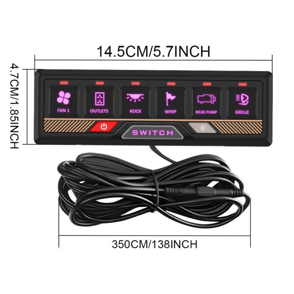 RGB APP Control 6 Gang Car Switch Panel - Image 6