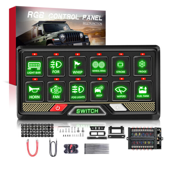Off-road New 12 Gang RGB Dimmable Automatic Switch Panel - Image 4