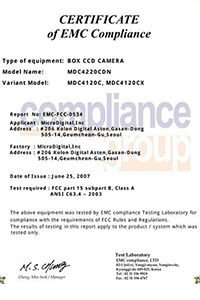 EMC compliance certificate