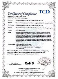 RoHS compliance certificate