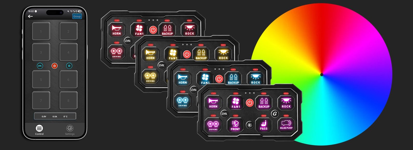 NUOBEI Bluetooth APP RGB 8 Gang switch panel
